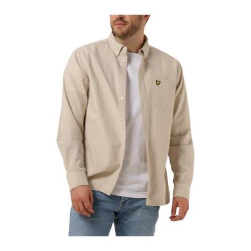 Casual Katoen Linnen Button Down Overhemd Lyle & Scott , Beige , Heren