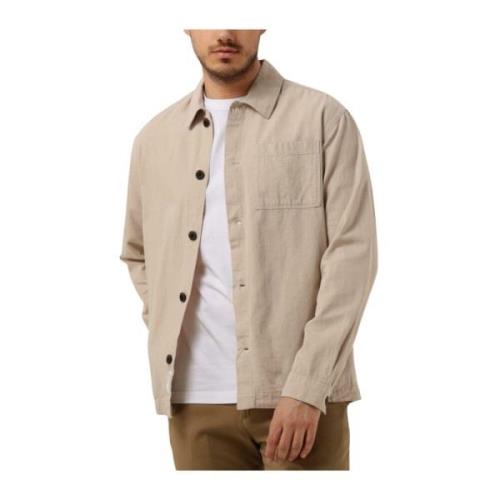 Linnen Overshirt in Zandkleur Selected Homme , Beige , Heren