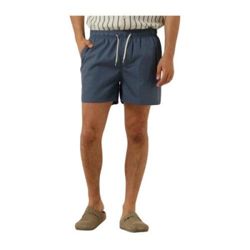 Blauwe Seersucker Zwemshorts voor Heren Selected Homme , Blue , Heren