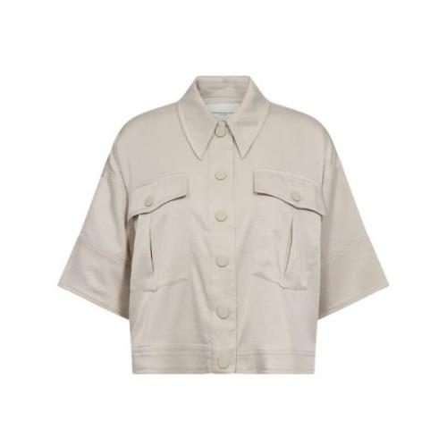 Kort Shirt met Stijlvolle Details Copenhagen Muse , Beige , Dames