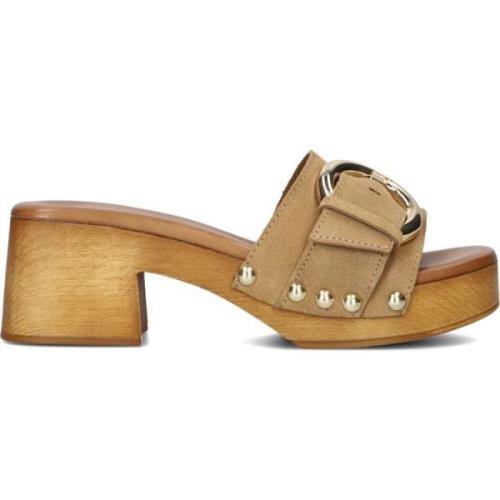 Stijlvolle Zomer Slippers met Studs Lina Locchi , Brown , Dames