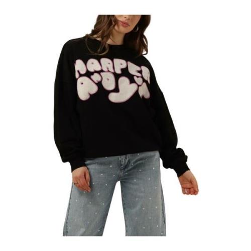 Zwarte Logo-SW Sweater Harper & Yve , Black , Dames