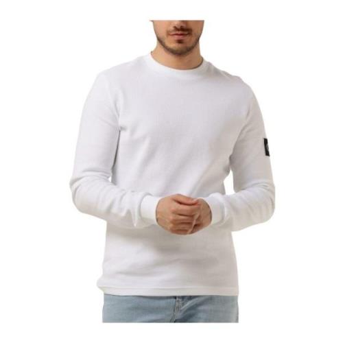 Heren Badge Wafel Longsleeve Tee Calvin Klein , White , Heren