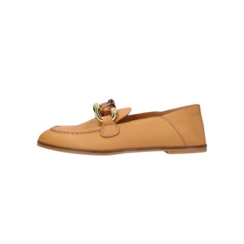 Bruine Leren Loafers Monyca See by Chloé , Brown , Dames