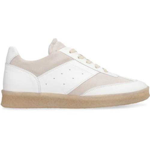 Leren lage sneakers met suède inzetstukken MM6 Maison Margiela , White...