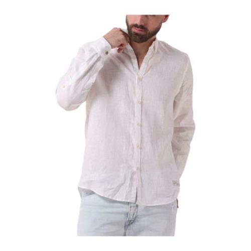 Heren Overhemden Linen Shirt With Roll-up Scotch & Soda , Pink , Heren