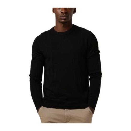 Merino Coolmax Knit Crew Sweater Selected Homme , Black , Heren