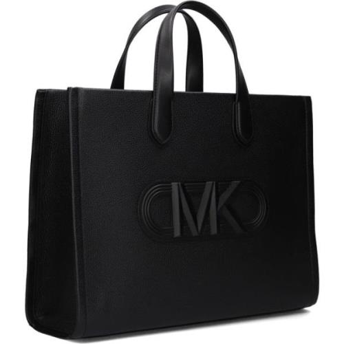 Zwarte Leren Shopper Tote Tas Michael Kors , Black , Dames