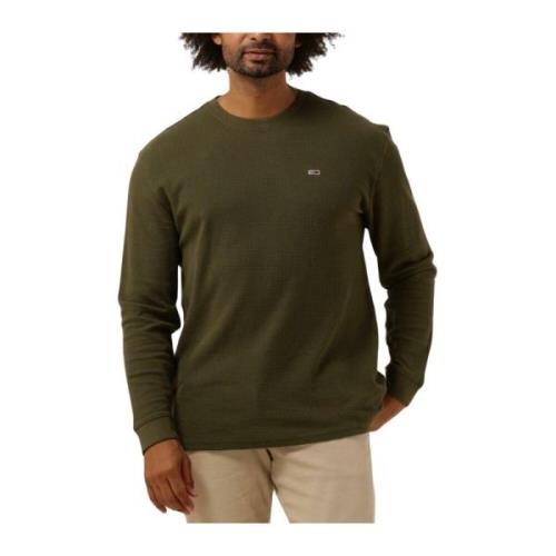 Klassieke Wafel Tee Polo & T-shirts Tommy Jeans , Green , Heren