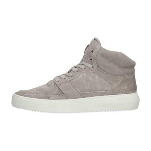 Beige Suede High Top Sneakers Blackstone , Gray , Heren