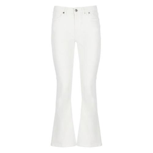 Witte Katoenen Jeans met Juweelknoop Dondup , White , Dames