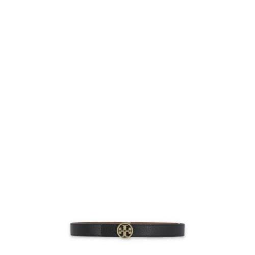 Omkeerbare Leren Riem Zwart Bruin Tory Burch , Black , Dames