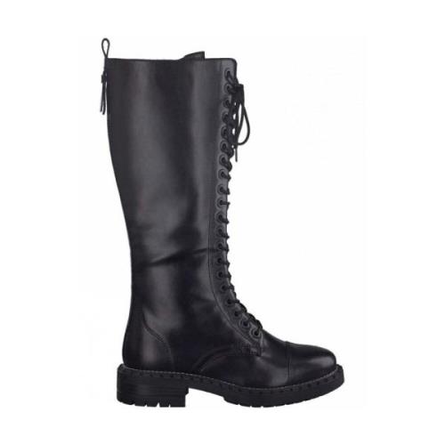 Zwarte Leren Enkellaarzen voor Dames Tamaris , Black , Dames