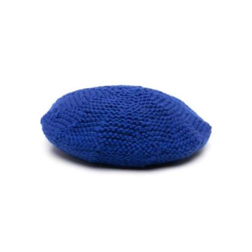 Chunky Gebreide Blauwe Wol Baret Maison Margiela , Blue , Heren