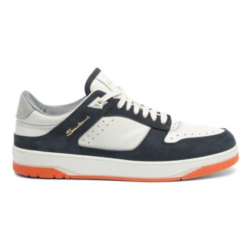 Nubuck Leren Sneaker Santoni , Blue , Heren