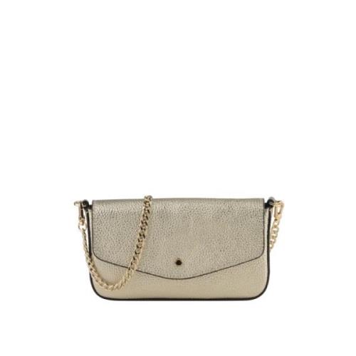 Gouden Clutch Tas met Kettingriem Pourchet Paris , Beige , Dames