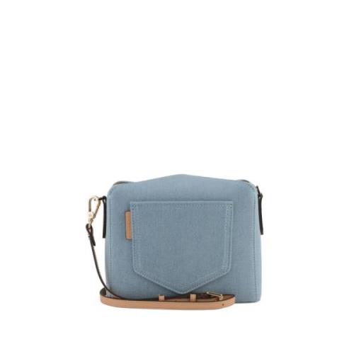 Denim Crossbody Tas met Magnetische Sluiting Pourchet Paris , Blue , D...