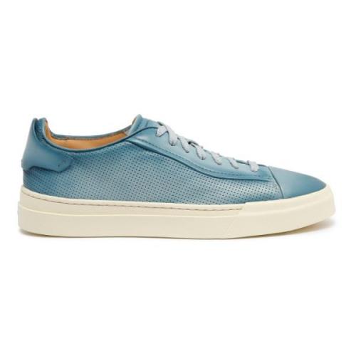 Heritage Leren Sneaker Santoni , Blue , Heren