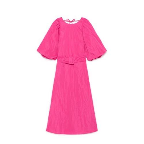 Elegante Taffeta Midi Jurk Maliparmi , Pink , Dames