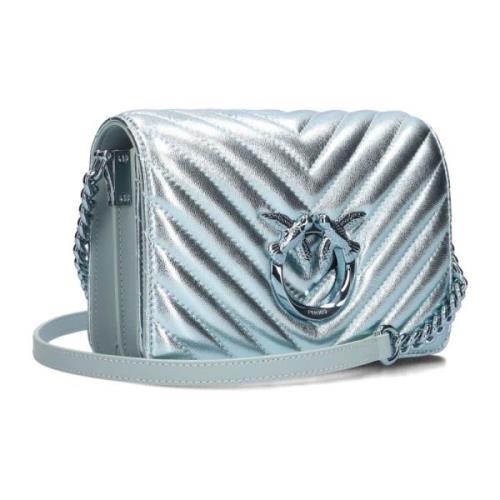 Metallic Love Click Mini Schoudertas Pinko , Blue , Dames