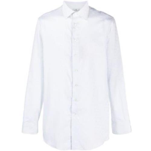 Gestreept Jacquard Katoenen Overhemd Etro , White , Heren