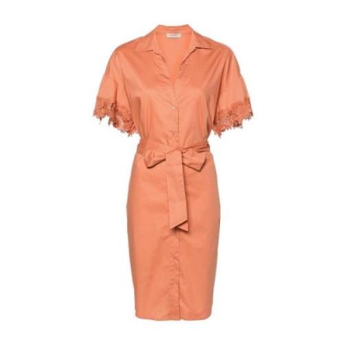 Oranje Poplin Kant Jurk Twinset , Orange , Dames