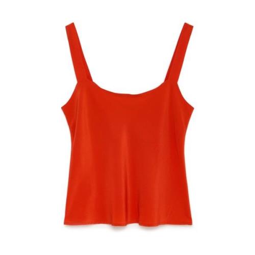 Zijden Crepe De Chine Tanktop Maliparmi , Red , Dames