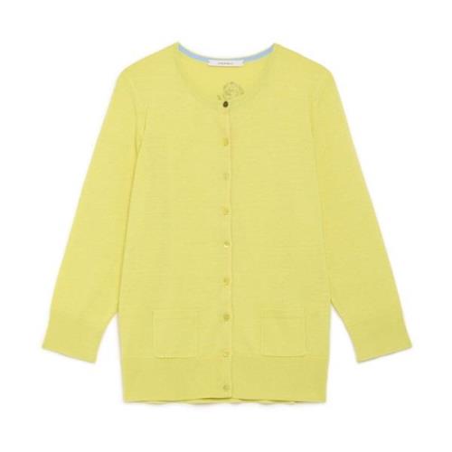 Zijde Katoen Vest met Speciale Knoop Maliparmi , Yellow , Dames