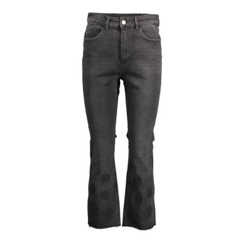 Geborduurde katoenen jeans met contrastdetails Desigual , Black , Dame...