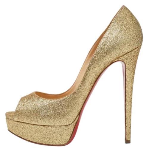 Pre-owned Fabric heels Christian Louboutin Pre-owned , Yellow , Dames