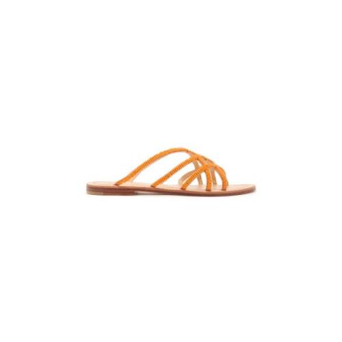 Geborduurde Loafer Sandalen Maliparmi , Orange , Dames