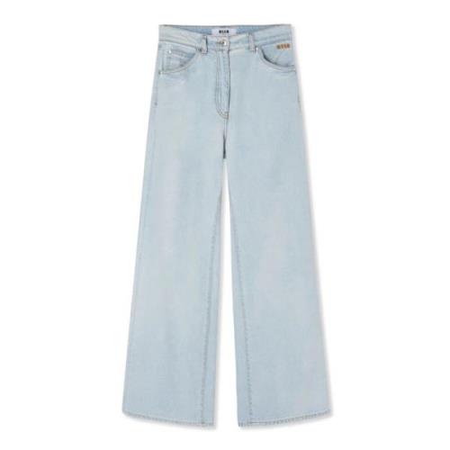 Lichte Denim 5-Pocket Broek Msgm , Blue , Dames