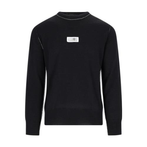 Zwarte Logo Sweater met Contrastdetails MM6 Maison Margiela , Black , ...