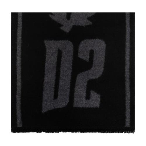Sjaal met logo Dsquared2 , Black , Heren