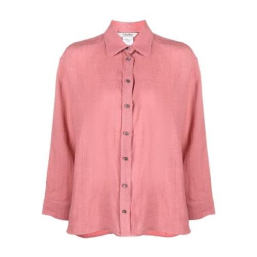 Flamingo Pink Linen Shirt Max Mara , Red , Dames