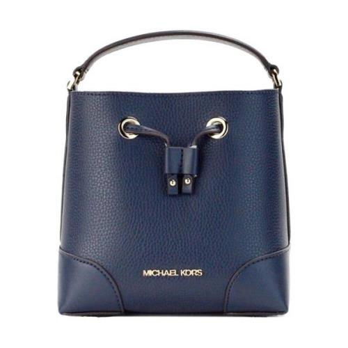 Navy Pebbled Leather Bucket Crossbody Tas Michael Kors , Blue , Dames