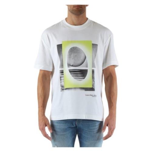 Katoenen Frontprint T-shirt Calvin Klein Jeans , White , Heren