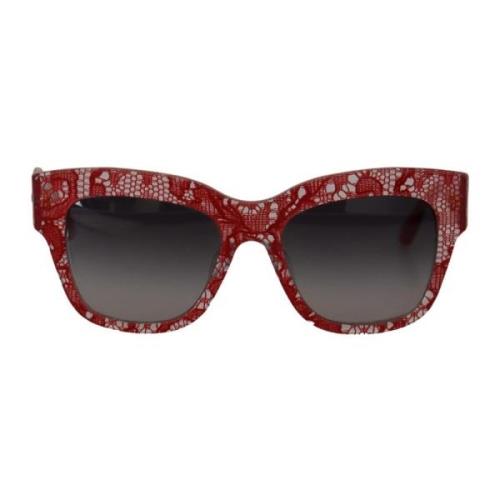 Rood Wit Acetaat Zonnebril Grijze Lenzen Dolce & Gabbana , Multicolor ...