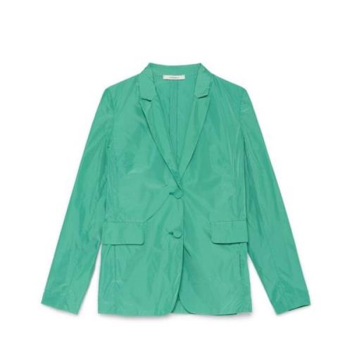 Elegant Taffeta Single-Breasted Jacket Maliparmi , Green , Dames