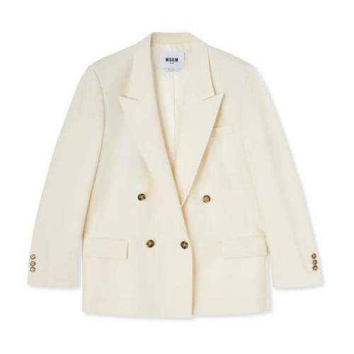 Dubbelbreasted wollen jas Msgm , Beige , Dames