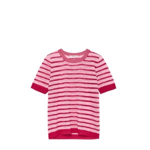 Linnen T-shirt met Lurex Details Maliparmi , Multicolor , Dames