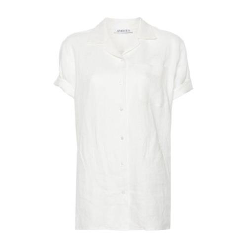 Linnen Cubaanse Kraag Shirt Amotea , White , Dames