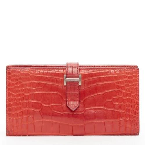 Pre-owned Leather wallets Hermès Vintage , Red , Dames