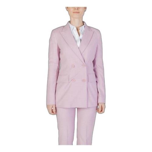 Roze V-Hals Blazer met Lange Mouwen Sandro Ferrone , Pink , Dames