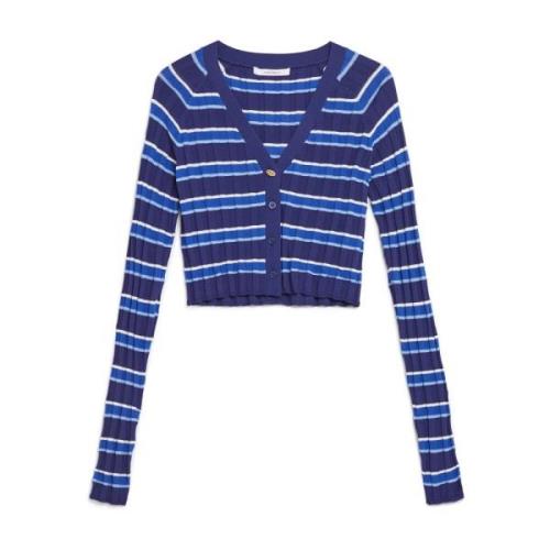 Gestreepte V-hals Vest Maliparmi , Blue , Dames