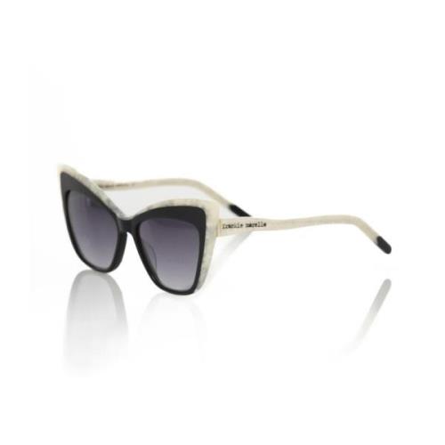 Zwarte Cat Eye Zonnebril met Parelmoer Accenten Frankie Morello , Blac...