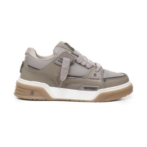 Beige Leren Sneakers Ronde Neus Represent , Beige , Heren