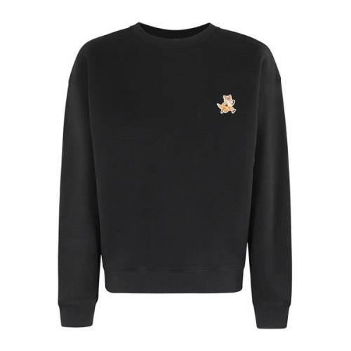 Fox Patch Comfort Sweatshirt Maison Kitsuné , Black , Dames