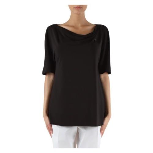 Blouse van stretchstof met verwijderbare broche Elena Mirò , Black , D...