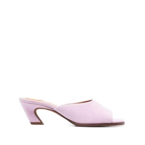 Lila Open-Toe Leren Muiltjes Chloé , Purple , Dames